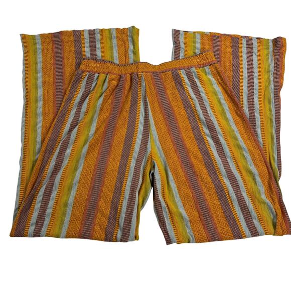 Anthropologie Drew Wide Leg Multi Stripe Pants Boho CA80904 Agave Size S - Picture 7 of 9